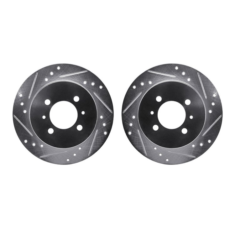 7002-67102 Drilled/Slotted Brake Rotors [Silver], 1991-1994 Infiniti/Nissan, Position: Rear