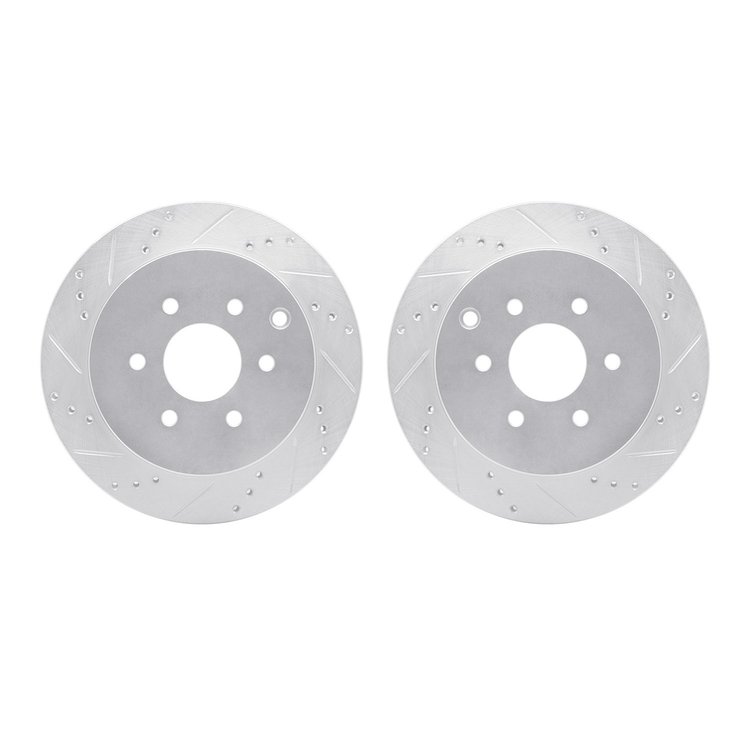 7002-67104 Drilled/Slotted Brake Rotors [Silver], 2005-2012 Infiniti/Nissan, Position: Rear