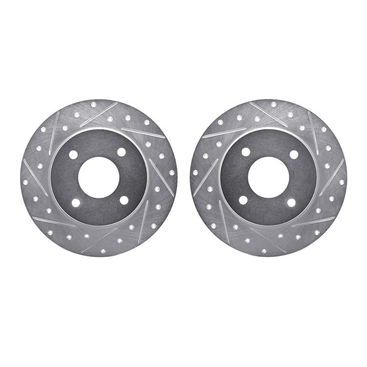 7002-67105 Drilled/Slotted Brake Rotors [Silver], 2004-2006 Infiniti/Nissan, Position: Rear