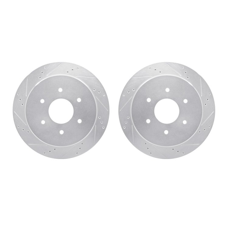 7002-67107 Drilled/Slotted Brake Rotors [Silver], Fits Select Infiniti/Nissan, Position: Rear