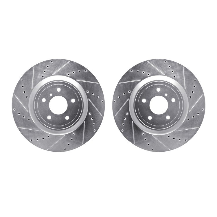 7002-68001 Drilled/Slotted Brake Rotors [Silver], Fits Select Infiniti/Nissan, Position: Front