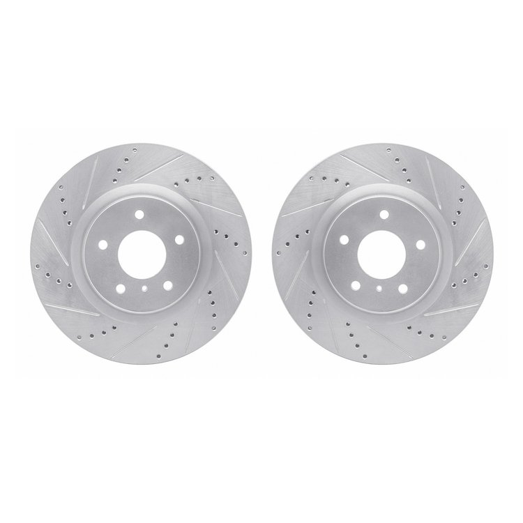 7002-68003 Drilled/Slotted Brake Rotors [Silver], 2003-2008 Infiniti/Nissan, Position: Front