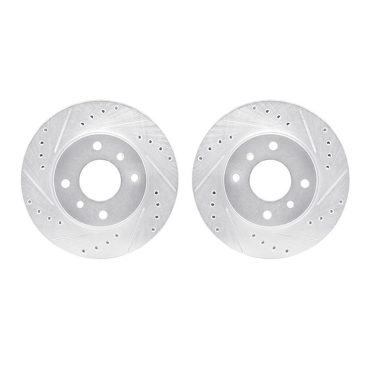7002-68006 Drilled/Slotted Brake Rotors [Silver], 1990-1992 Infiniti/Nissan, Position: Front