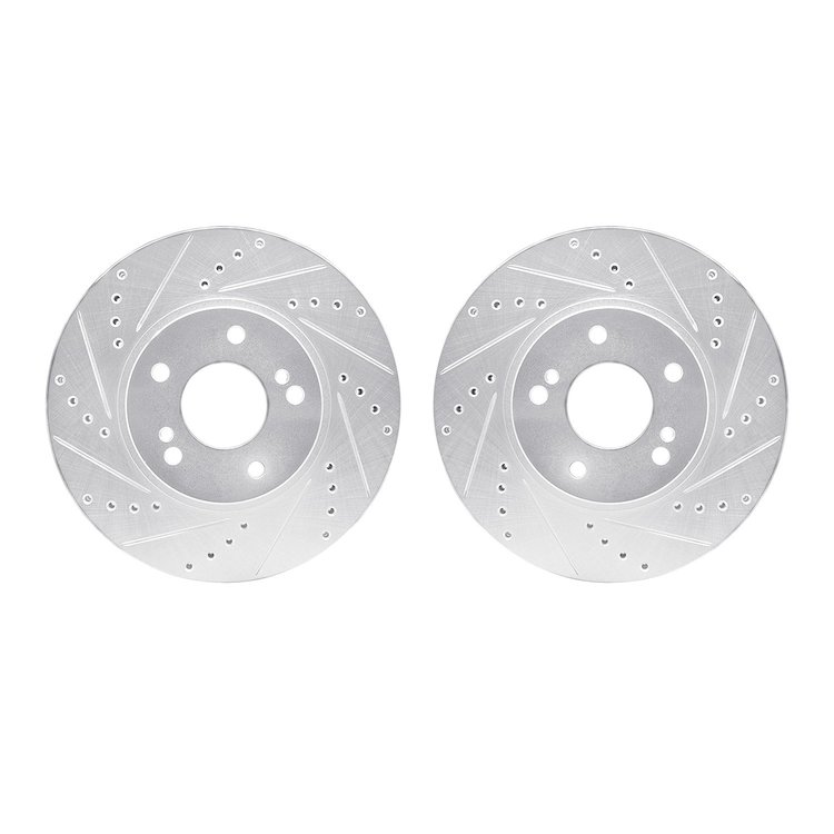 7002-68007 Drilled/Slotted Brake Rotors [Silver], 1997-2001 Infiniti/Nissan, Position: Front