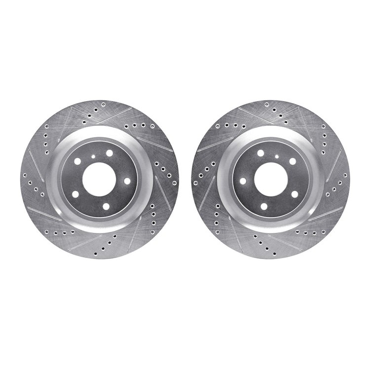 7002-68008 Drilled/Slotted Brake Rotors [Silver], Fits Select Infiniti/Nissan, Position: Front