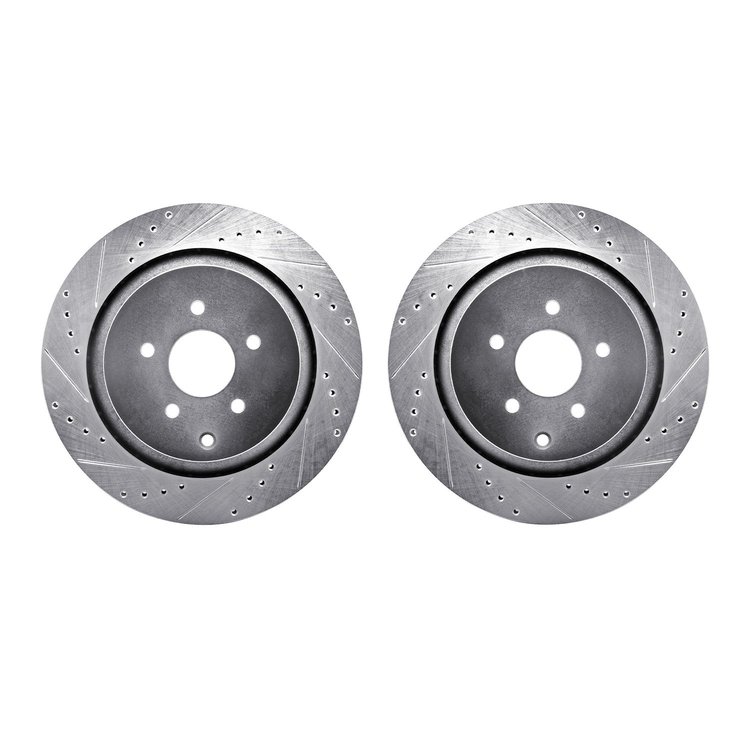 7002-68010 Drilled/Slotted Brake Rotors [Silver], Fits Select Infiniti/Nissan, Position: Rear