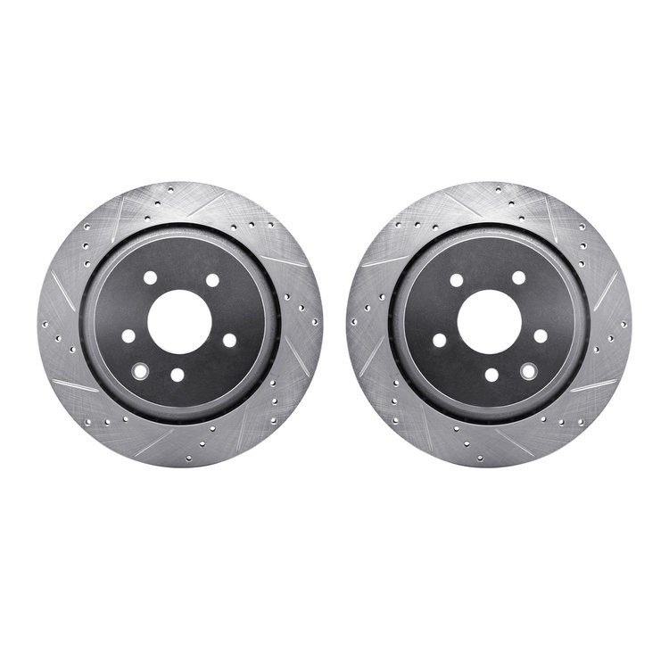 7002-68012 Drilled/Slotted Brake Rotors [Silver], 2007-2015 Infiniti/Nissan, Position: Rear