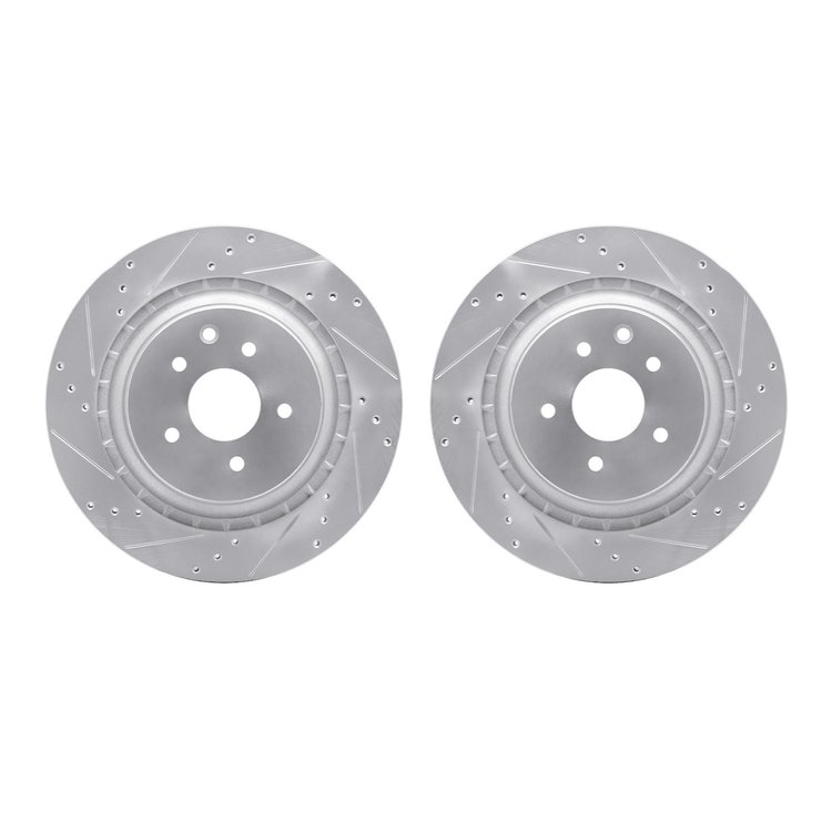 7002-68013 Drilled/Slotted Brake Rotors [Silver], 2008-2020 Infiniti/Nissan, Position: Rear