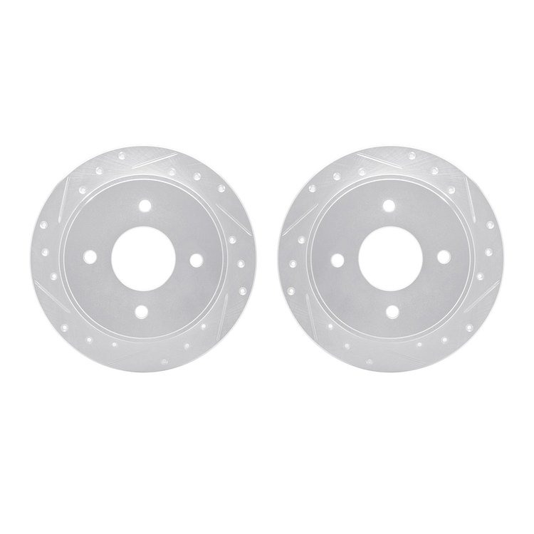 7002-68015 Drilled/Slotted Brake Rotors [Silver], 1990-1992 Infiniti/Nissan, Position: Rear