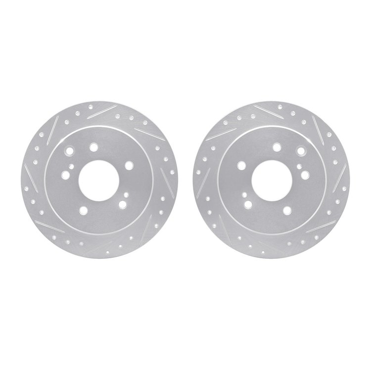 7002-68017 Drilled/Slotted Brake Rotors [Silver], 1990-1996 Infiniti/Nissan, Position: Rear