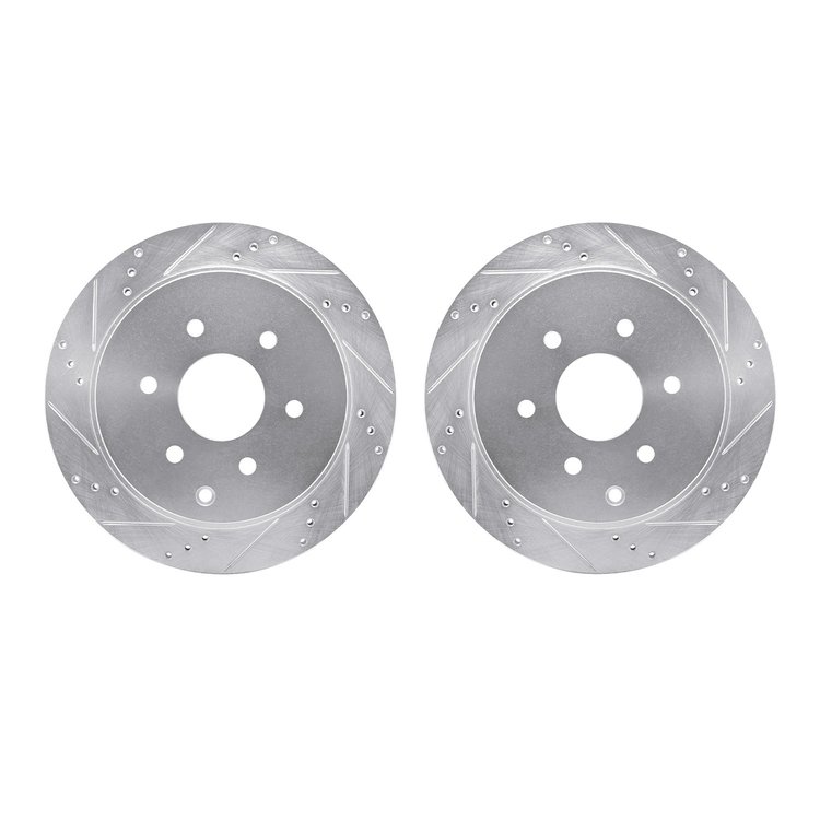 7002-68019 Drilled/Slotted Brake Rotors [Silver], Fits Select Infiniti/Nissan, Position: Rear