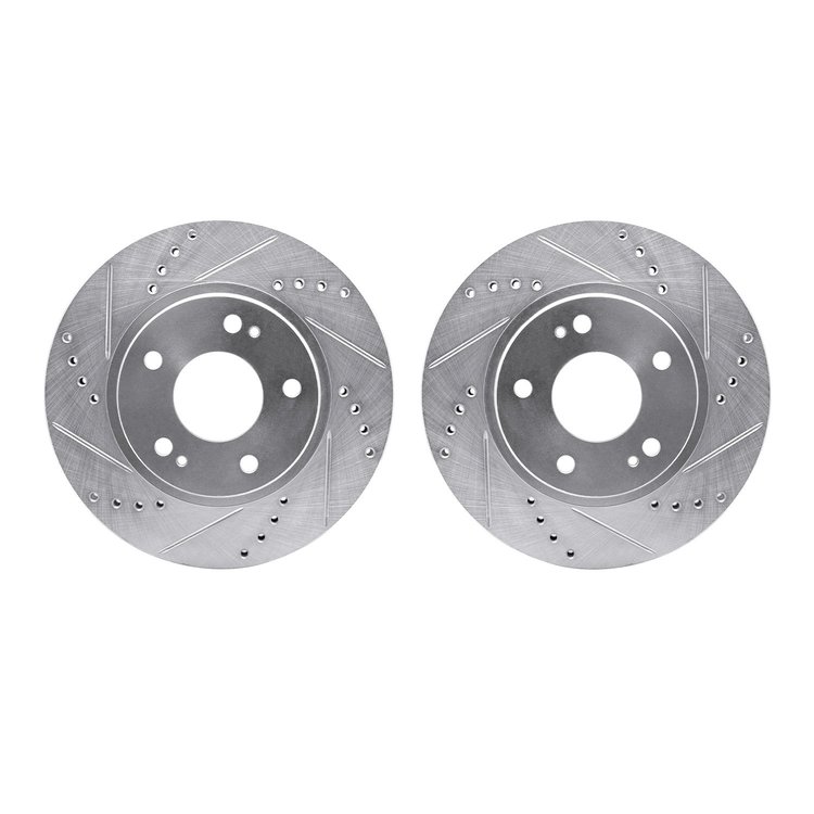 7002-72003 Drilled/Slotted Brake Rotors [Silver], 2000-2012 Multiple Makes/Models, Position: Front