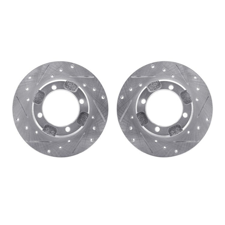 7002-72009 Drilled/Slotted Brake Rotors [Silver], 1991-1992 Multiple Makes/Models, Position: Front