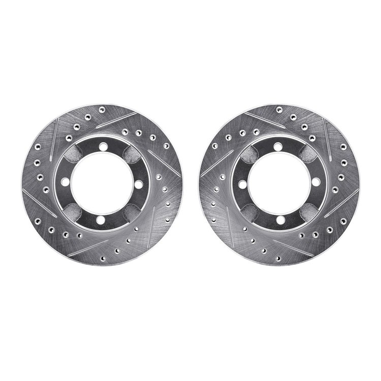 7002-72010 Drilled/Slotted Brake Rotors [Silver], 1991-1992 Multiple Makes/Models, Position: Front