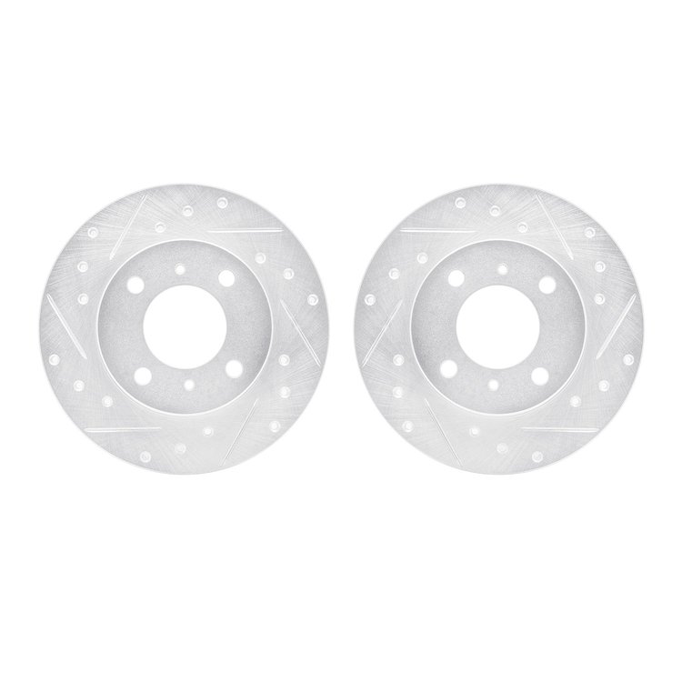 7002-72012 Drilled/Slotted Brake Rotors [Silver], 1992-1996 Multiple Makes/Models, Position: Front