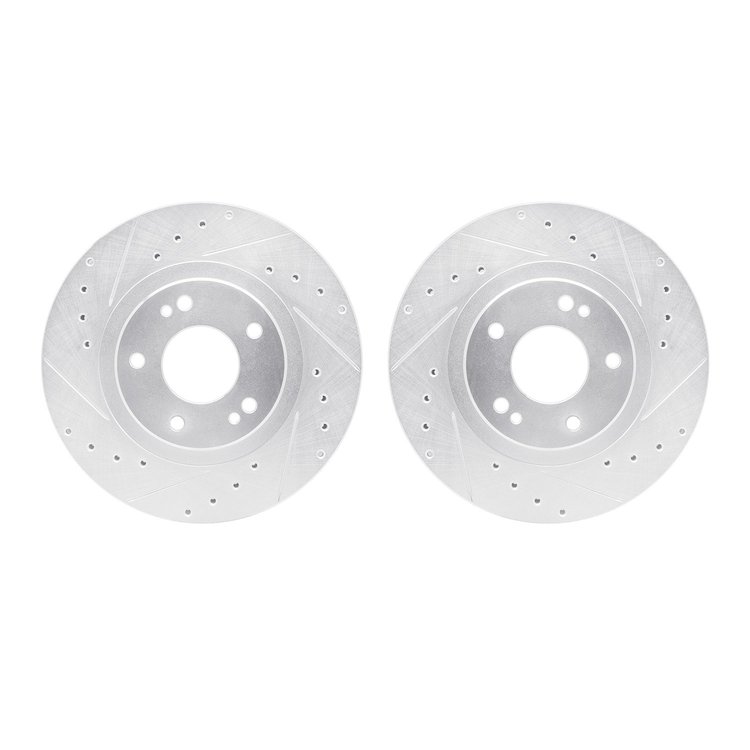 7002-72019 Drilled/Slotted Brake Rotors [Silver], 1991-1993 Multiple Makes/Models, Position: Front