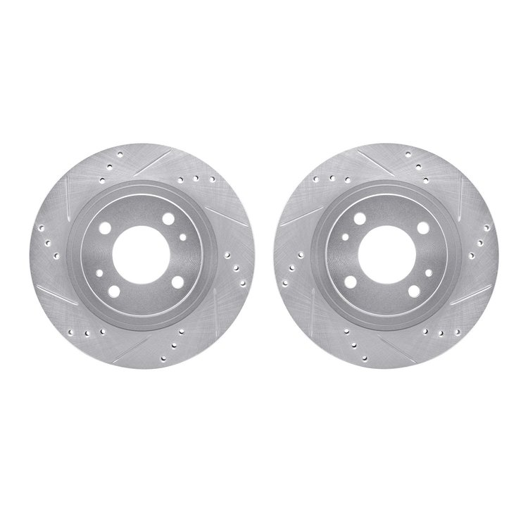 7002-72027 Drilled/Slotted Brake Rotors [Silver], 2012-2017 Mitsubishi, Position: Front