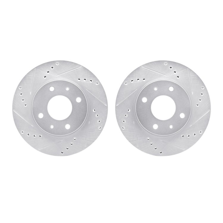 7002-72030 Drilled/Slotted Brake Rotors [Silver], 2004-2004 Mitsubishi, Position: Front