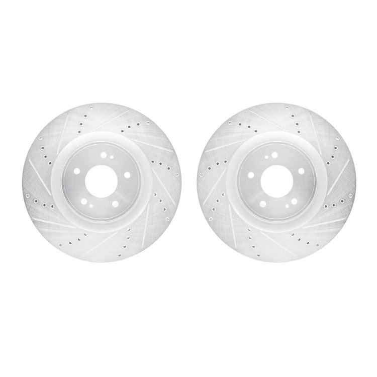 7002-72031 Drilled/Slotted Brake Rotors [Silver], 2008-2015 Mitsubishi, Position: Front