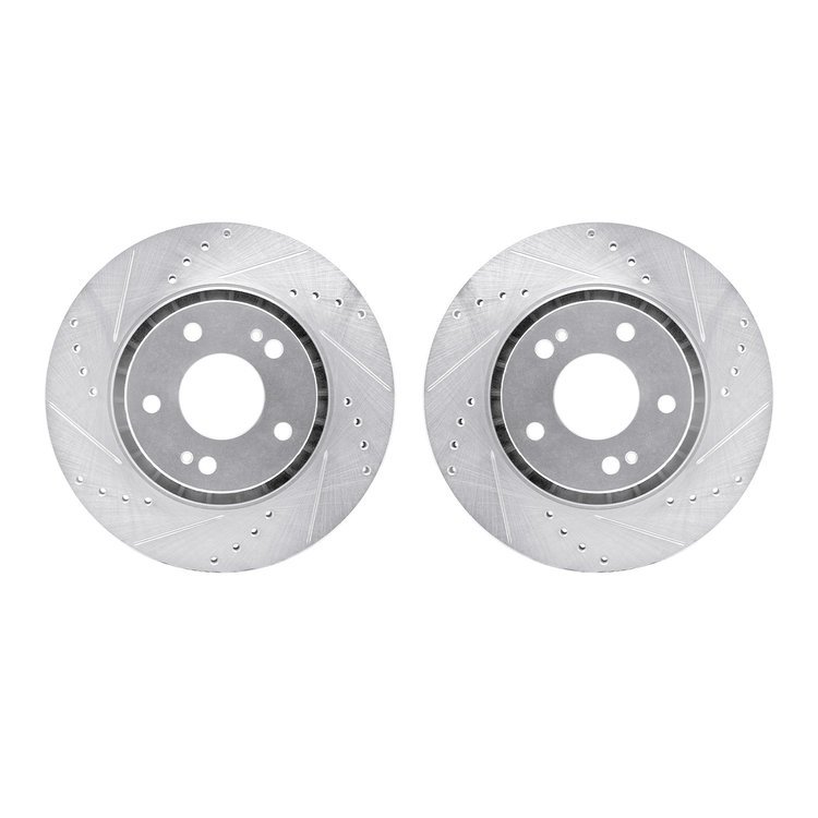 7002-72032 Drilled/Slotted Brake Rotors [Silver], 2009-2015 Mitsubishi, Position: Front