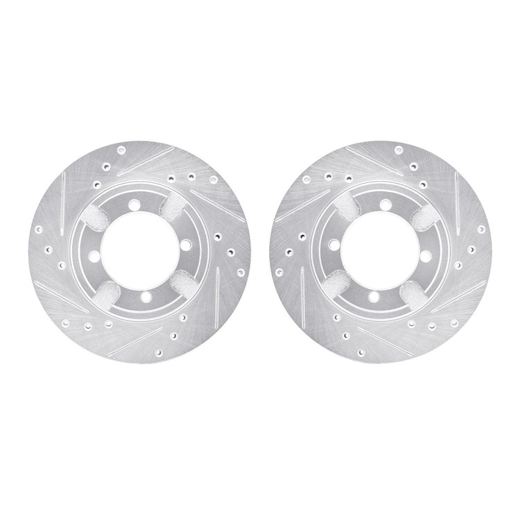 7002-72033 Drilled/Slotted Brake Rotors [Silver], 1991-1992 Mitsubishi, Position: Front