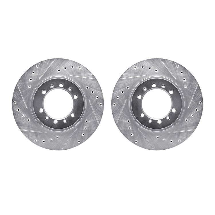 7002-72035 Drilled/Slotted Brake Rotors [Silver], 1990-2004 Mitsubishi, Position: Front