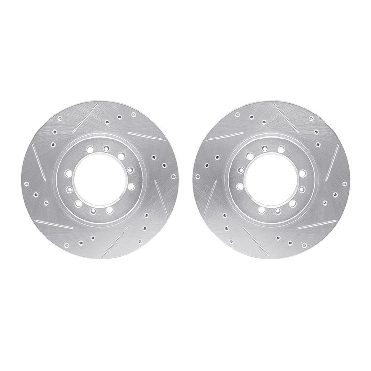 7002-72036 Drilled/Slotted Brake Rotors [Silver], 1994-2000 Mitsubishi, Position: Front