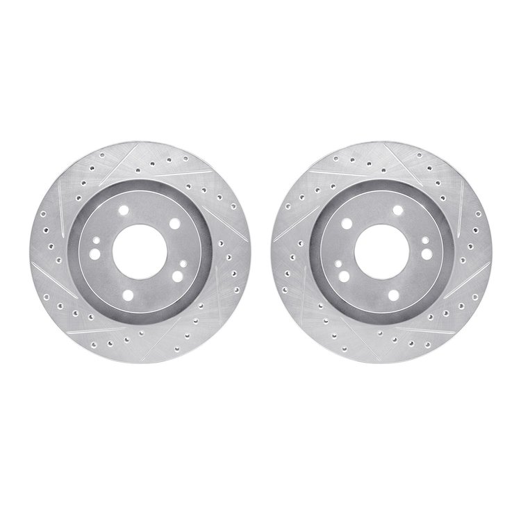 7002-72039 Drilled/Slotted Brake Rotors [Silver], Fits Select Mitsubishi, Position: Front