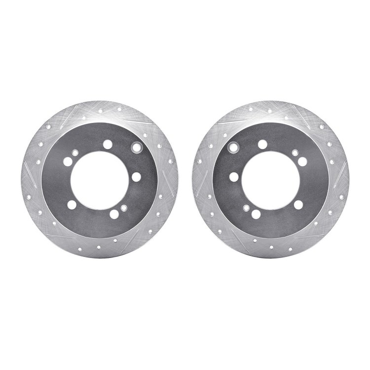 7002-72044 Drilled/Slotted Brake Rotors [Silver], 1994-2007 Multiple Makes/Models, Position: Rear