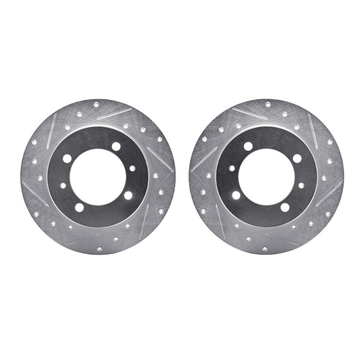7002-72045 Drilled/Slotted Brake Rotors [Silver], 1988-1993 Multiple Makes/Models, Position: Rear