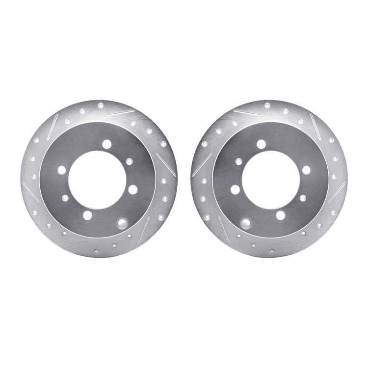 7002-72046 Drilled/Slotted Brake Rotors [Silver], 1992-2004 Multiple Makes/Models, Position: Rear