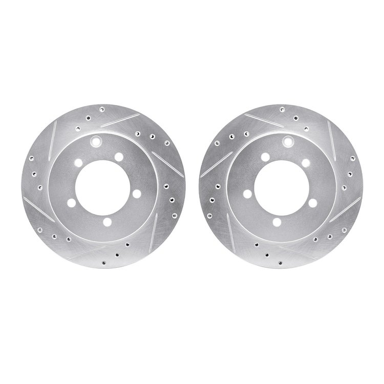 7002-72048 Drilled/Slotted Brake Rotors [Silver], 1991-1993 Multiple Makes/Models, Position: Rear