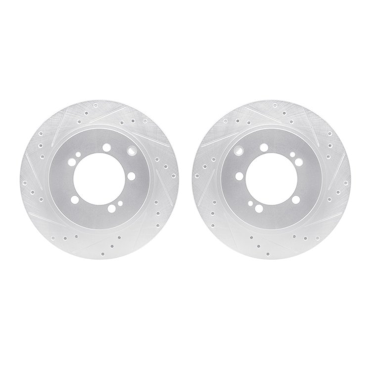 7002-72050 Drilled/Slotted Brake Rotors [Silver], 1993-1999 Multiple Makes/Models, Position: Rear