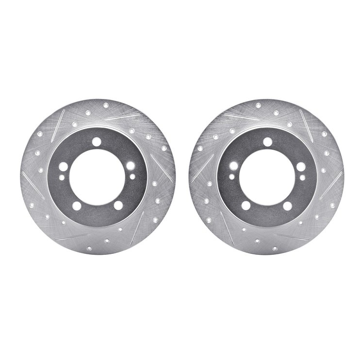 7002-72051 Drilled/Slotted Brake Rotors [Silver], 1990-1994 Multiple Makes/Models, Position: Rear