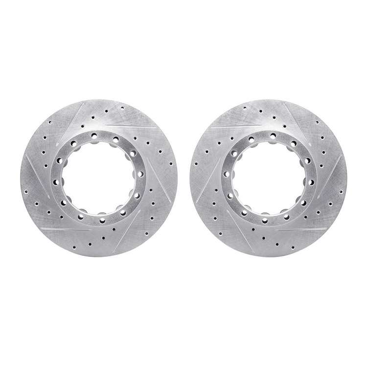7002-72053 Drilled/Slotted Brake Rotors [Silver], 2005-2020 Multiple Makes/Models, Position: Rear