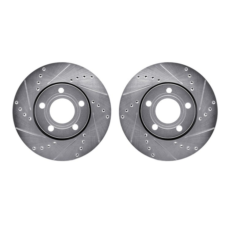 7002-73002 Drilled/Slotted Brake Rotors [Silver], 1986-1991 Audi/Volkswagen, Position: Front