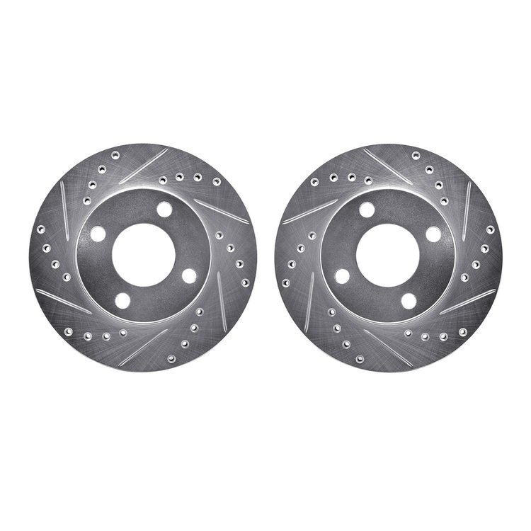 7002-73007 Drilled/Slotted Brake Rotors [Silver], 1990-1991 Audi/Volkswagen, Position: Front