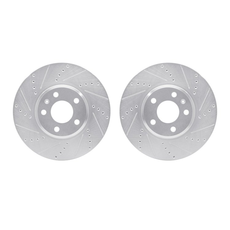7002-73013 Drilled/Slotted Brake Rotors [Silver], Fits Select Audi/Volkswagen, Position: Front