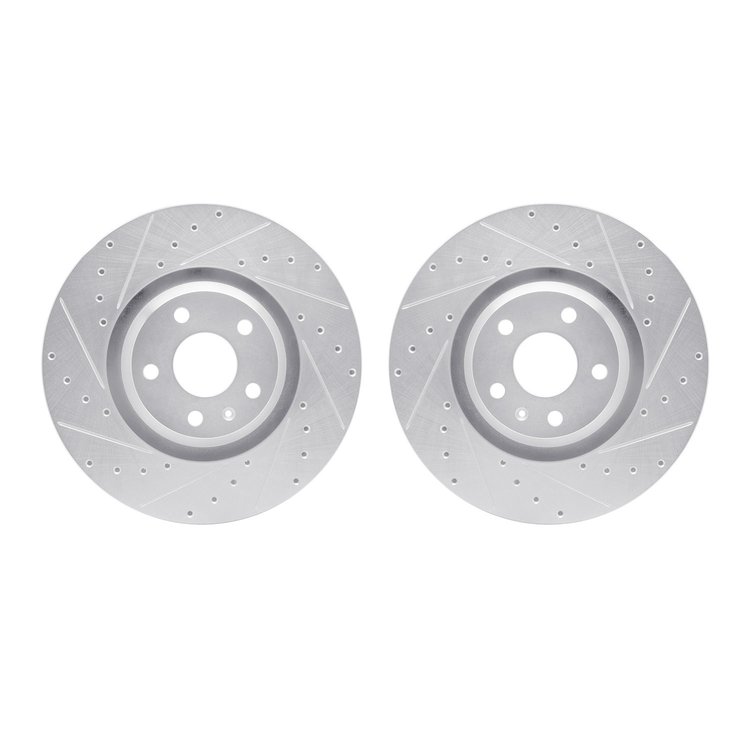 7002-73036 Drilled/Slotted Brake Rotors [Silver], 2008-2011 Audi/Volkswagen, Position: Front