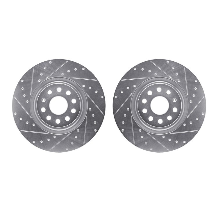 7002-73038 Drilled/Slotted Brake Rotors [Silver], Fits Select Multiple Makes/Models, Position: Front