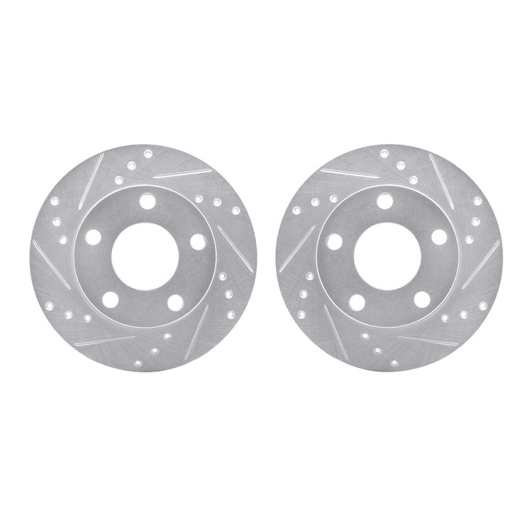 7002-73041 Drilled/Slotted Brake Rotors [Silver], 1980-1991 Audi/Volkswagen, Position: Rear