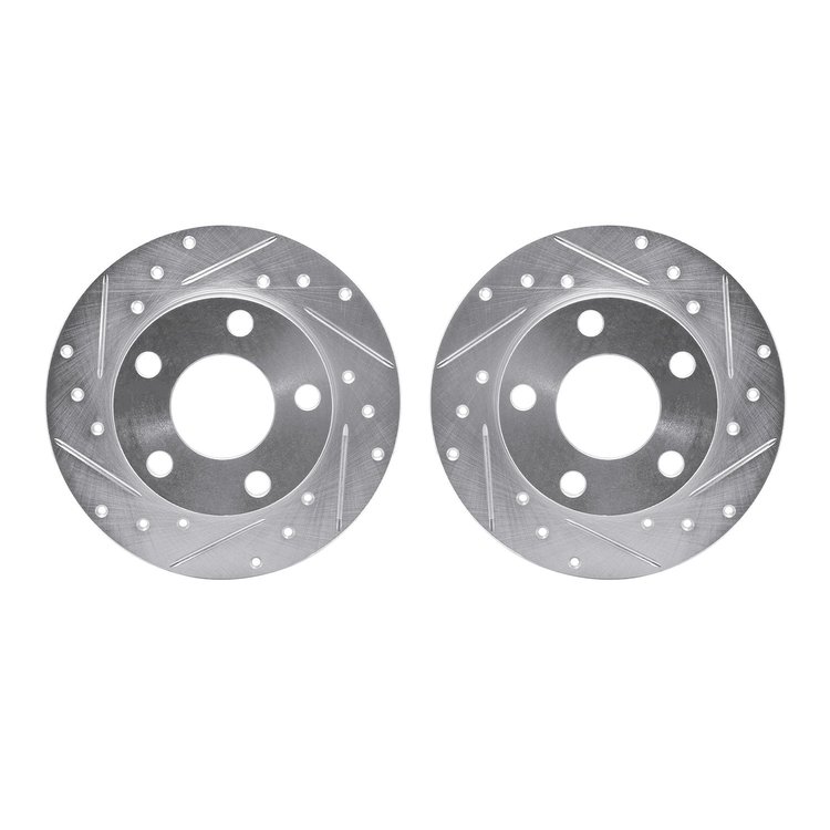 7002-73042 Drilled/Slotted Brake Rotors [Silver], 1986-2000 Audi/Volkswagen, Position: Rear