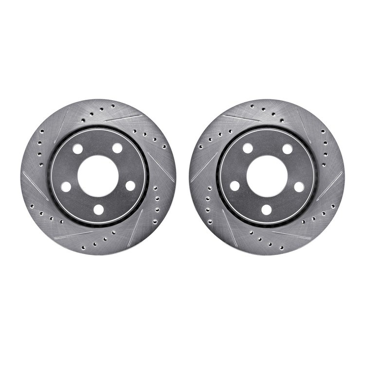 7002-73043 Drilled/Slotted Brake Rotors [Silver], 1986-1991 Audi/Volkswagen, Position: Rear