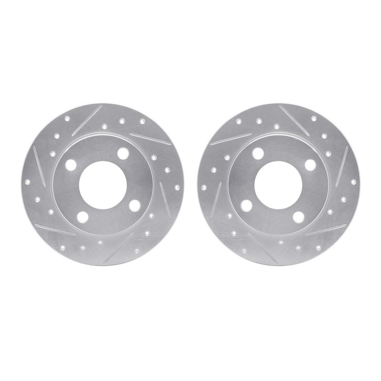 7002-73044 Drilled/Slotted Brake Rotors [Silver], 1984-1995 Audi/Volkswagen, Position: Rear