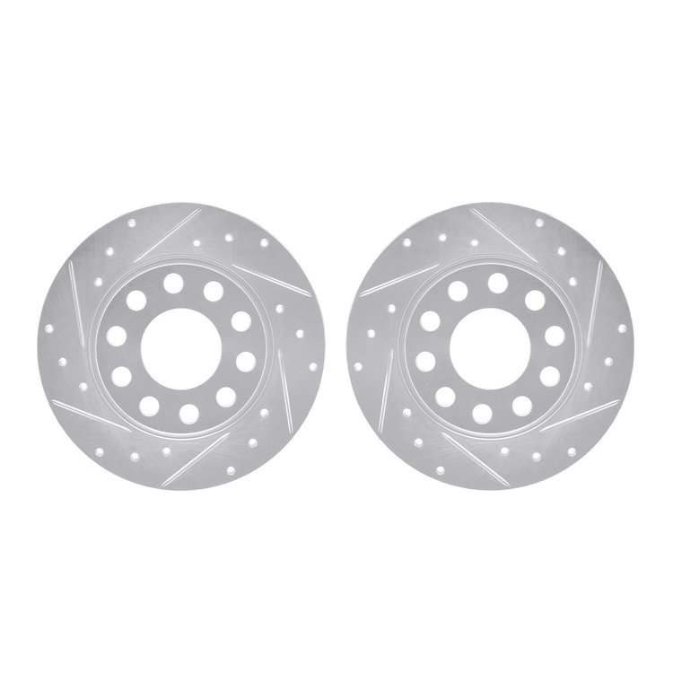 7002-73047 Drilled/Slotted Brake Rotors [Silver], 2000-2008 Audi/Volkswagen, Position: Rear