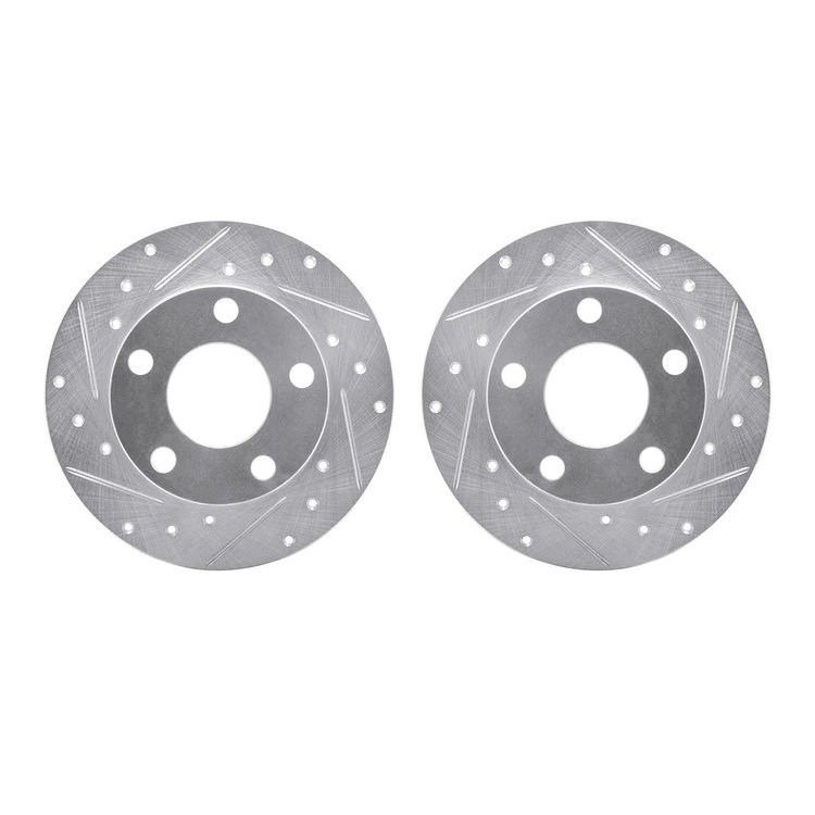7002-73054 Drilled/Slotted Brake Rotors [Silver], 1998-2001 Audi/Volkswagen, Position: Rear