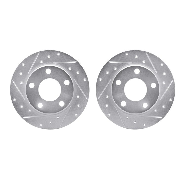 7002-73056 Drilled/Slotted Brake Rotors [Silver], 1999-2002 Audi/Volkswagen, Position: Rear