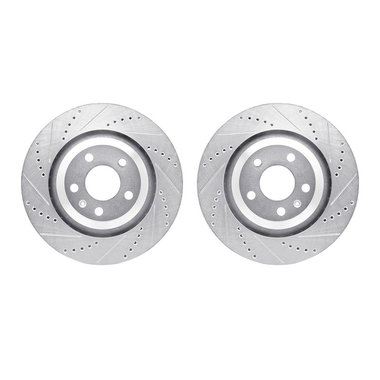 7002-73057 Drilled/Slotted Brake Rotors [Silver], 2005-2011 Audi/Volkswagen, Position: Rear