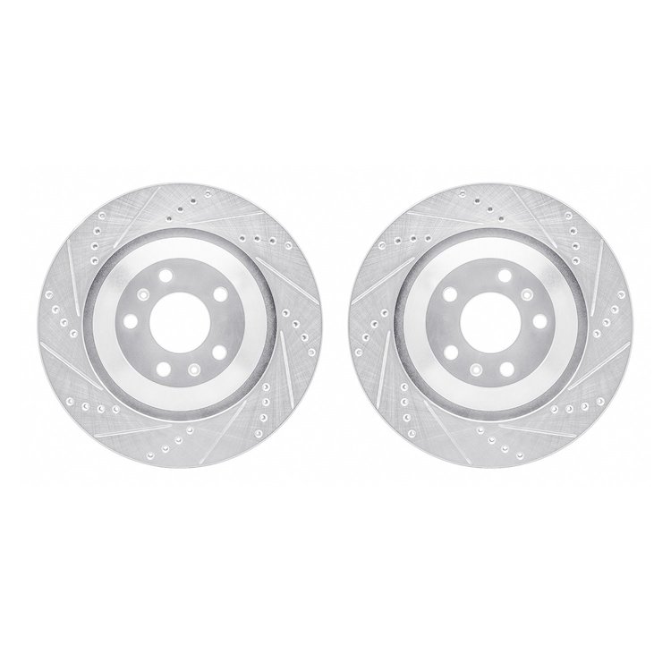 7002-73060 Drilled/Slotted Brake Rotors [Silver], 2004-2018 Multiple Makes/Models, Position: Rear