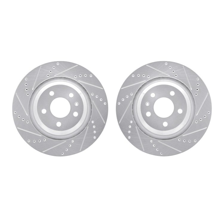 7002-73068 Drilled/Slotted Brake Rotors [Silver], 2007-2011 Audi/Volkswagen, Position: Rear